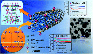Graphical abstract: Superior shuttling of lithium and sodium ions in manganese-doped titania @ functionalized multiwall carbon nanotube anodes