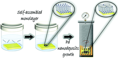 Graphical abstract: High surface coverage of a self-assembled monolayer by in situ synthesis of palladium nanodeposits