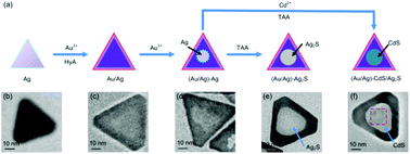 Graphical abstract: Controlled growth and optical response of a semi-hollow plasmonic nanocavity and ultrathin sulfide nanosheets on Au/Ag platelets