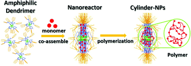 Graphical abstract: Cylindrical micelles of a POSS amphiphilic dendrimer as nano-reactors for polymerization