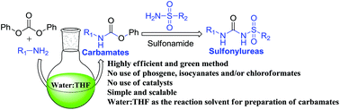 Graphical abstract: A facile synthesis of sulfonylureas via water assisted preparation of carbamates