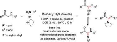 Graphical abstract: Copper-catalyzed oxidative cross-coupling of α-aminocarbonyl compounds with primary amines toward 2-oxo-acetamidines