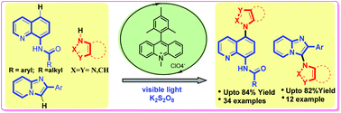Graphical abstract: Visible-light-promoted selective C–H amination of heteroarenes with heteroaromatic amines under metal-free conditions
