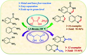 Graphical abstract: Oxalic/malonic acids as carbon building blocks for benzazole, quinazoline and quinazolinone synthesis