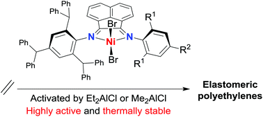 Graphical abstract: Elastomeric polyethylenes accessible via ethylene homo-polymerization using an unsymmetrical α-diimino-nickel catalyst