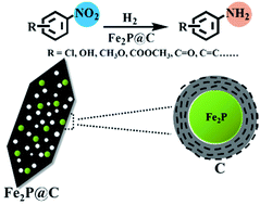 Graphical abstract: Controllable synthesis of carbon encapsulated iron phosphide nanoparticles for the chemoselective hydrogenation of aromatic nitroarenes to anilines