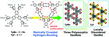 Graphical abstract: Sterically crowded hydrogen-bonded hexagonal network frameworks
