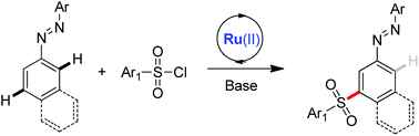 Graphical abstract: Ruthenium-catalyzed meta-selective C–H sulfonation of azoarenes with arylsulfonyl chlorides