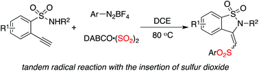 Graphical abstract: Generation of benzosultams via a radical process with the insertion of sulfur dioxide
