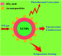 Graphical abstract: Multifunctional NaYF4:Yb3+,Er3+@SiO2@Au heterogeneous nanocomposites for upconversion luminescence, temperature sensing and photothermal conversion
