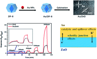 Graphical abstract: Porous Au/ZnO nanoparticles synthesised through a metal organic framework (MOF) route for enhanced acetone gas-sensing