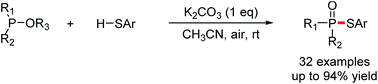 Graphical abstract: K2CO3-promoted aerobic oxidative cross-coupling of trialkyl phosphites with thiophenols