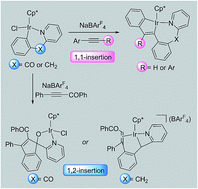 Graphical abstract: Aromatic alkyne insertion into six-membered cyclometalated pyridine complexes of iridium: different insertion modes and structurally novel products