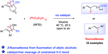 Graphical abstract: Divergent reactivities in fluoronation of allylic alcohols: synthesis of Z-fluoroalkenes via carbon–carbon bond cleavage