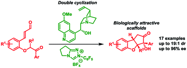 Graphical abstract: Enantioselective synthesis of cyclopenta[b]benzofurans via an organocatalytic intramolecular double cyclization