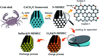 Graphical abstract: Crab shell-derived nitrogen-doped micro-/mesoporous carbon as an effective separator coating for high energy lithium–sulfur batteries