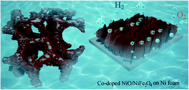 Graphical abstract: A Co-doped Ni–Fe mixed oxide mesoporous nanosheet array with low overpotential and high stability towards overall water splitting