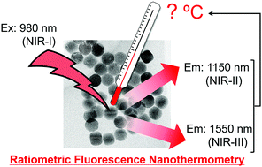 Graphical abstract: Ratiometric near-infrared fluorescence nanothermometry in the OTN-NIR (NIR II/III) biological window based on rare-earth doped β-NaYF4 nanoparticles