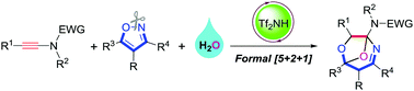 Graphical abstract: Brønsted acid-catalyzed formal [5+2+1] cycloaddition of ynamides and isoxazoles with water: access to oxygen-bridged tetrahydro-1,4-oxazepines