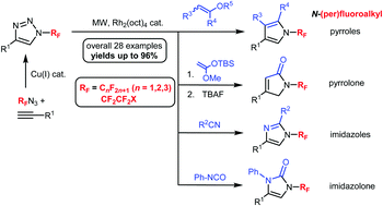 Graphical abstract: A rhodium-catalyzed transannulation of N-(per)fluoroalkyl-1,2,3-triazoles under microwave conditions – a general route to N-(per)fluoroalkyl-substituted five-membered heterocycles