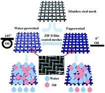 Graphical abstract: Zeolitic imidazolate framework-8 film coated stainless steel meshes for highly efficient oil/water separation