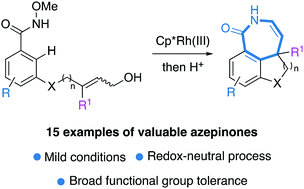Graphical abstract: Mild rhodium(iii)-catalyzed intramolecular annulation of benzamides with allylic alcohols to access azepinone derivatives