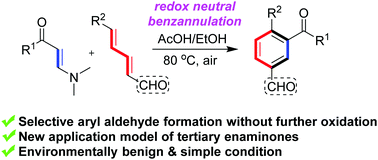 Graphical abstract: Redox neutral [4+2] benzannulation of dienals and tertiary enaminones for benzaldehyde synthesis