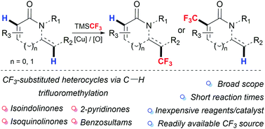 Graphical abstract: C(sp2)–H Trifluoromethylation of enamides using TMSCF3: access to trifluoromethylated isoindolinones, isoquinolinones, 2-pyridinones and other heterocycles