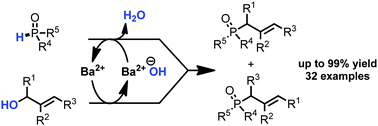 Graphical abstract: Barium-catalyzed C–OH/P–H dehydrative cross-coupling for C–P bond construction