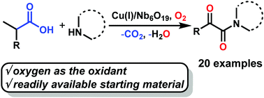 Graphical abstract: Cu(i)/{Nb6O19} catalyzed N-acylation of arylacetic acids with amines under aerobic conditions