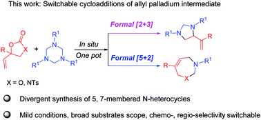 Graphical abstract: Divergent synthesis of N-heterocycles by Pd-catalyzed controllable cyclization of vinylethylene carbonates