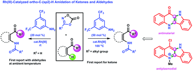Graphical abstract: Rh(iii)-Catalyzed ortho-C-(sp2)–H amidation of ketones and aldehydes under synergistic ligand-accelerated catalysis
