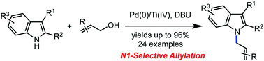 Graphical abstract: Palladium-catalyzed N1-selective allylation of indoles with allylic alcohols promoted by titanium tetraisopropoxide