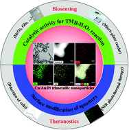 Graphical abstract: One-pot synthesized Cu/Au/Pt trimetallic nanoparticles with enhanced catalytic and plasmonic properties as a universal platform for biosensing and cancer theranostics