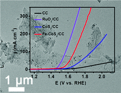 Graphical abstract: Enhanced electrocatalytic activity of water oxidation in an alkaline medium via Fe doping in CoS2 nanosheets