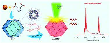 Graphical abstract: Dual-wavelength lasing from organic dye encapsulated metal–organic framework microcrystals
