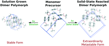Graphical abstract: Solid state photodimerization of 9-tert-butyl anthracene ester produces an exceptionally metastable polymorph according to first-principles calculations