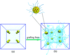 Graphical abstract: Polymer-grafted nanoparticles prepared via a grafting-from strategy: a computer simulation study