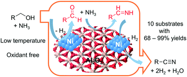 Graphical abstract: Oxidant free conversion of alcohols to nitriles over Ni-based catalysts