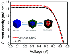 Graphical abstract: Encapsulating CoS2–CoSe2 heterostructured nanocrystals in N-doped carbon nanocubes as highly efficient counter electrodes for dye-sensitized solar cells