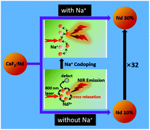 Graphical abstract: Alleviating luminescence concentration quenching in lanthanide doped CaF2 based nanoparticles through Na+ ion doping