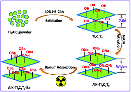 Graphical abstract: Improving barium ion adsorption on two-dimensional titanium carbide by surface modification