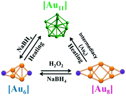 Graphical abstract: Cluster-to-cluster transformation among Au6, Au8 and Au11 nanoclusters