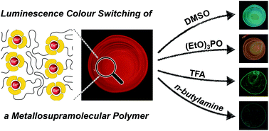 Graphical abstract: Solid-state sensors based on Eu3+-containing supramolecular polymers with luminescence colour switching capability