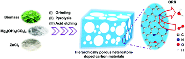 Graphical abstract: A general dual-templating approach to biomass-derived hierarchically porous heteroatom-doped carbon materials for enhanced electrocatalytic oxygen reduction