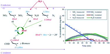 Graphical abstract: Modeling effects of H2S on electron competition among nitrogen oxide reduction and N2O accumulation during denitrification