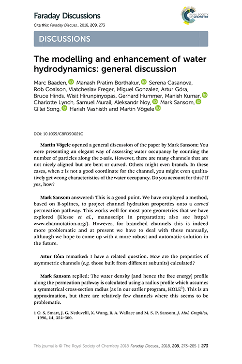 The modelling and enhancement of water hydrodynamics: general discussion