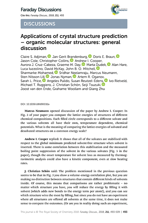 Applications of crystal structure prediction – organic molecular structures: general discussion