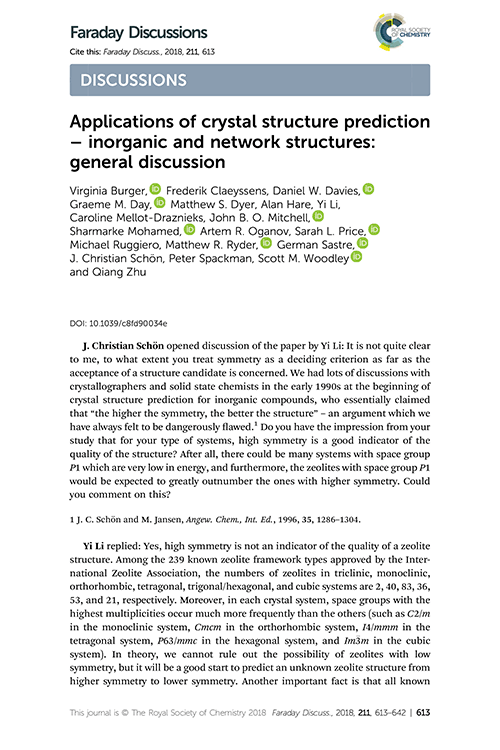 Applications of crystal structure prediction – inorganic and network structures: general discussion