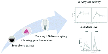 Graphical abstract: Sour cherry extract inhibits human salivary α-amylase and growth of Streptococcus mutans (a pilot clinical study)